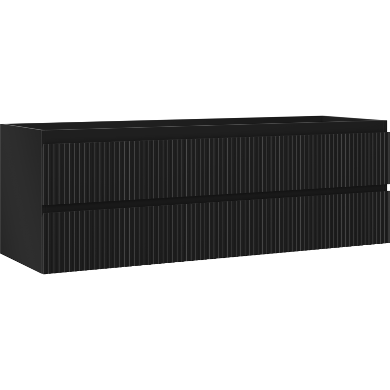 Mexen Rivel dulap de baie sub chiuvetă 140 cm, 2 sertare, canelat, negru mat - 91A20-14047-2-BFF71