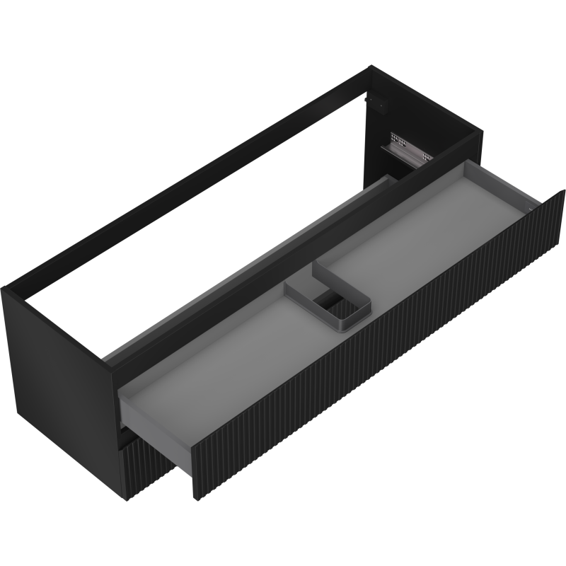 Mexen Rivel dulap de baie sub chiuvetă 140 cm, 2 sertare, canelat, negru mat - 91A20-14047-2-BFF71