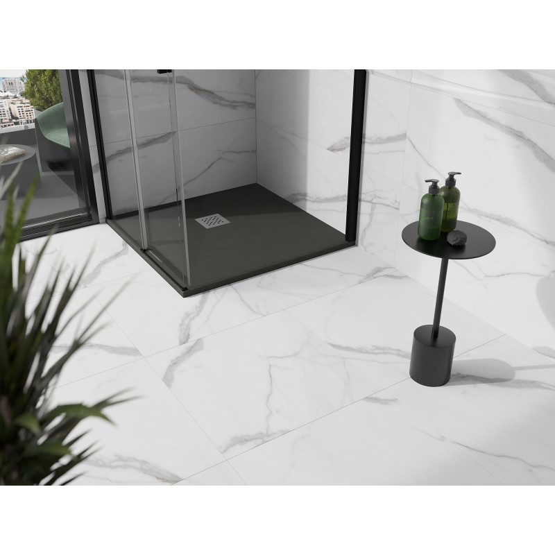 Mexen Stone+ 100 x 100 cm-es négyzet alakú kompozit zuhanytálca, antracit - 44711010