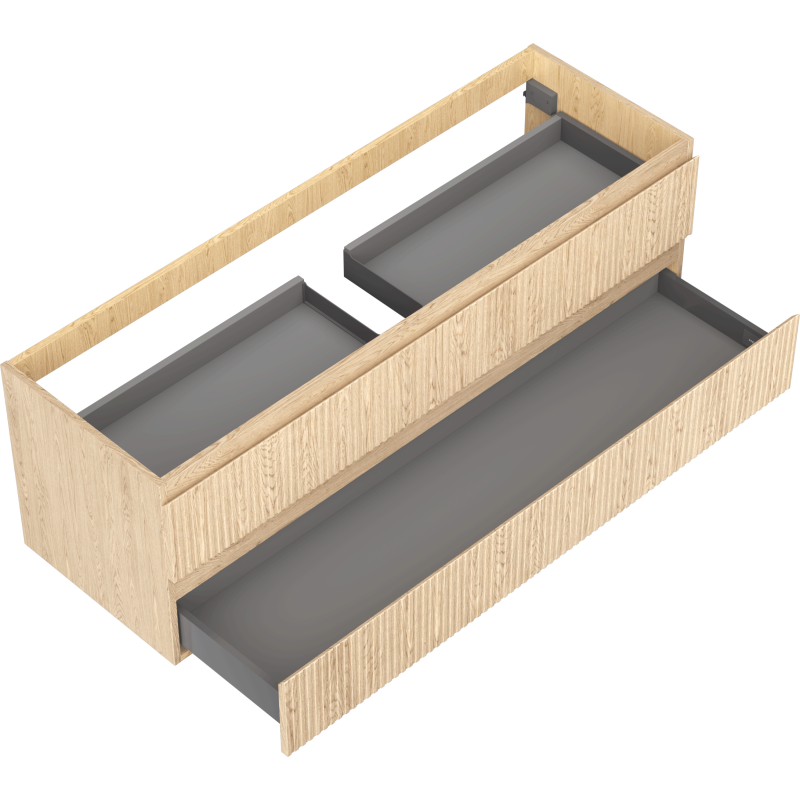 Mexen Rivel dulap baie sub chiuvetă 140 cm, 2 sertare, canelată, stejar - 91A20-14047-2-BFF81