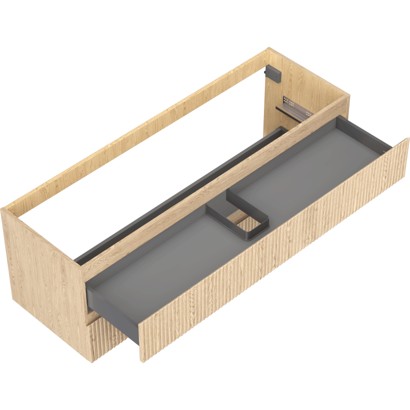 Mexen Rivel fürdőszobai mosdó alatti szekrény 140 cm, 2 fiók, bordázott, tölgy - 91A20-14047-2-BFF81