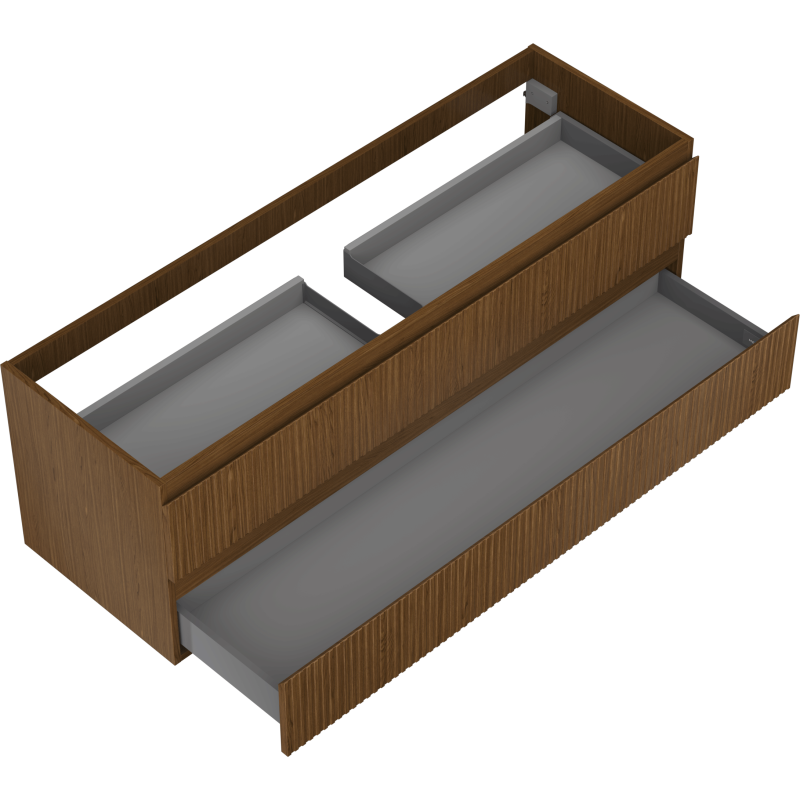 Mexen Rivel dulap baie sub lavoar 140 cm, 2 sertare, canelat, nuc - 91A20-14047-2-BFF86