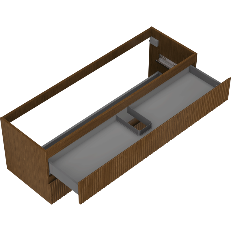 Mexen Rivel dulap baie sub lavoar 140 cm, 2 sertare, canelat, nuc - 91A20-14047-2-BFF86