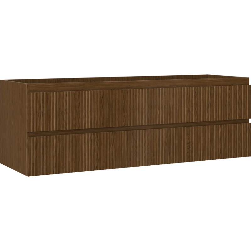 Mexen Rivel dulap baie sub lavoar 140 cm, 2 sertare, canelat, nuc - 91A20-14047-2-BFF86