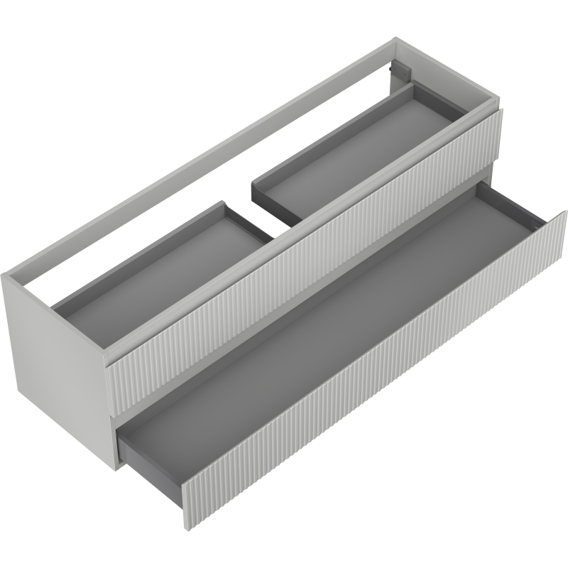 Mexen Rivel dulap baie sub chiuvetă 160 cm, 2 sertare, frontală gofrată, gri mat - 91A20-16047-2-BFF62