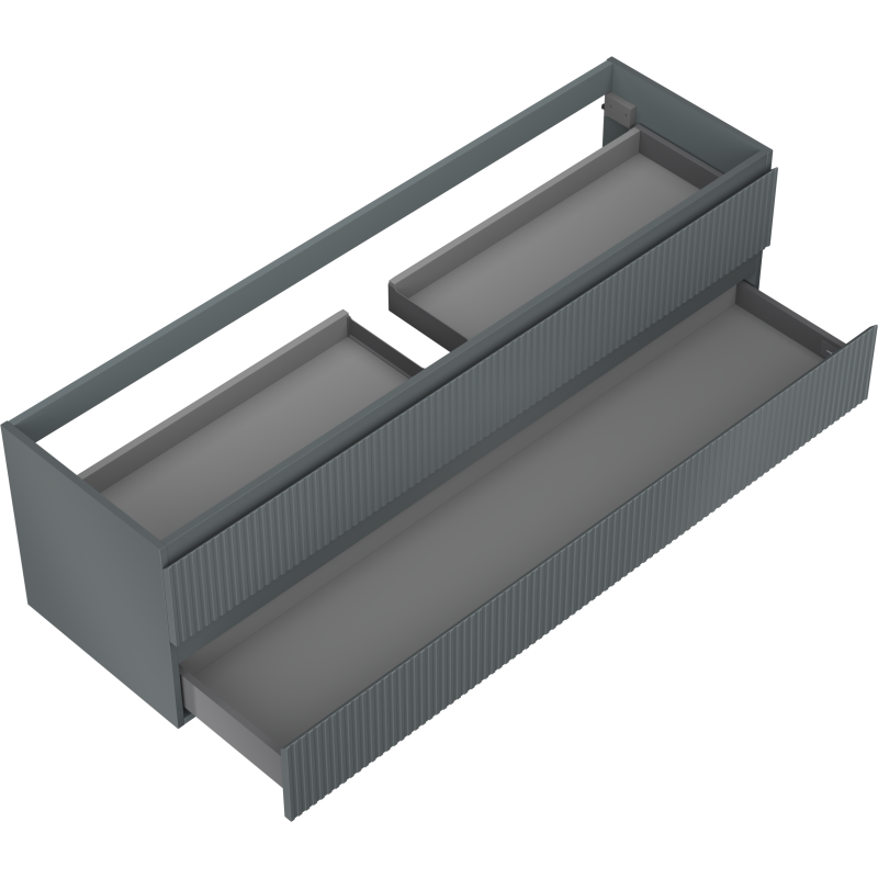 Mexen Rivel dulap lavoar baie 160 cm, 2 sertare, canelat, grafit mat - 91A20-16047-2-BFF66