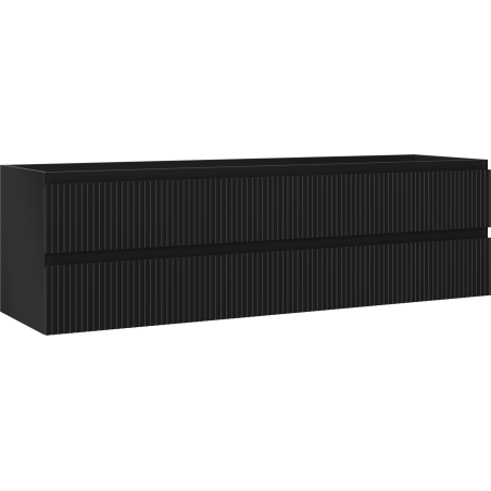 Mexen Rivel dulap baie suspendat 160 cm, 2 sertare, canelat, negru mat - 91A20-16047-2-BFF71