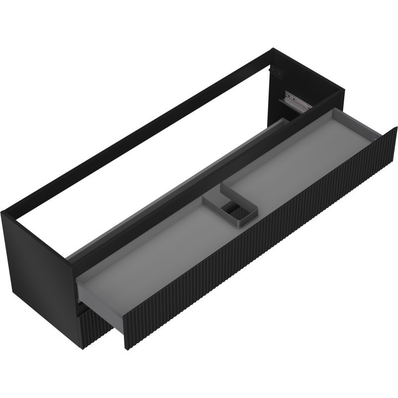 Mexen Rivel dulap baie suspendat 160 cm, 2 sertare, canelat, negru mat - 91A20-16047-2-BFF71