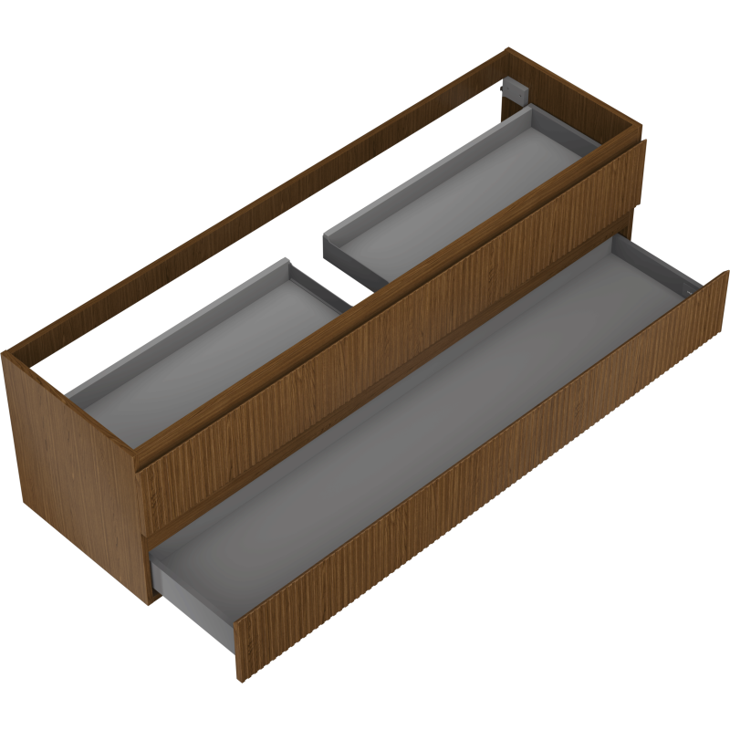 Mexen Rivel dulap baie pentru chiuvetă 160 cm, 2 sertare, canelat, nuc - 91A20-16047-2-BFF86