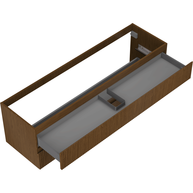Mexen Rivel dulap baie pentru chiuvetă 160 cm, 2 sertare, canelat, nuc - 91A20-16047-2-BFF86