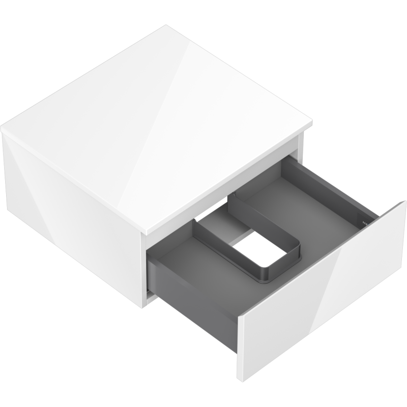 Mexen Orio 50 cm-es mosdó alatti fürdőszobai szekrény lappal, 1 fiók, fényes fehér - 91A10-05023-1-BFC00