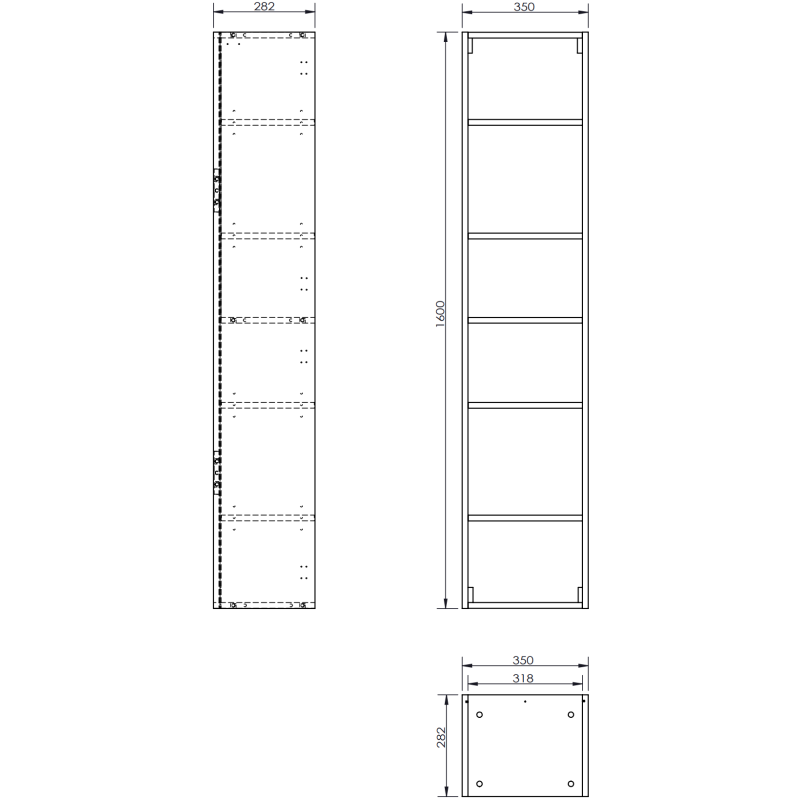 Mexen Rivel dulap baie 35 cm, 2 uși, canelat, gri mat - 91A21-03016-2-BF62