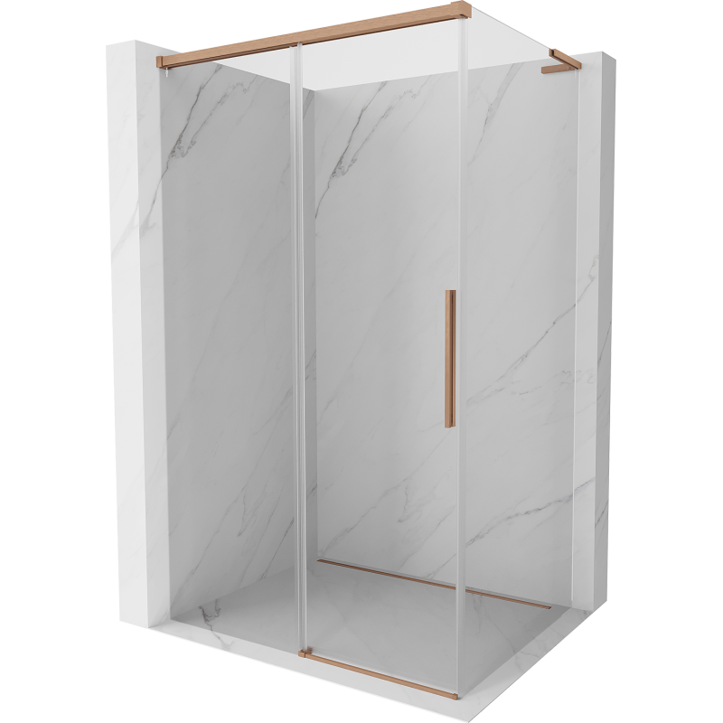 Mexen Rox L tolóajtós zuhanykabin 120 x 85 cm, átlátszó, kefélt réz - 8C2L-120-085-65-00