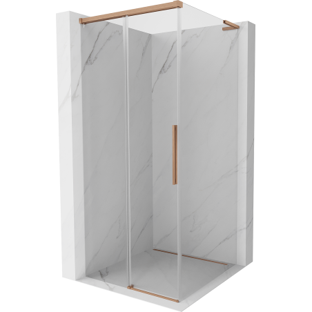 Mexen Rox L 95 x 95 cm-es tolóajtós zuhanykabin, átlátszó, csiszolt réz - 8C2L-095-095-65-00