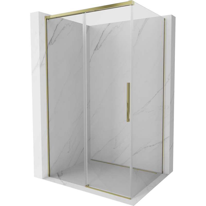 Mexen Rox cabină de duș culisantă 145 x 90 cm, transparentă, aurie - 8C2-145-090-50-00