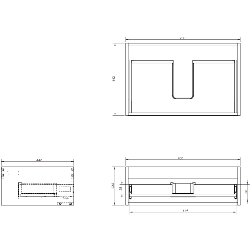 Mexen Orio dulap baie pentru chiuvetă 70 cm cu blat, 1 sertar, alb mat - 91A10-07023-1-BFC01
