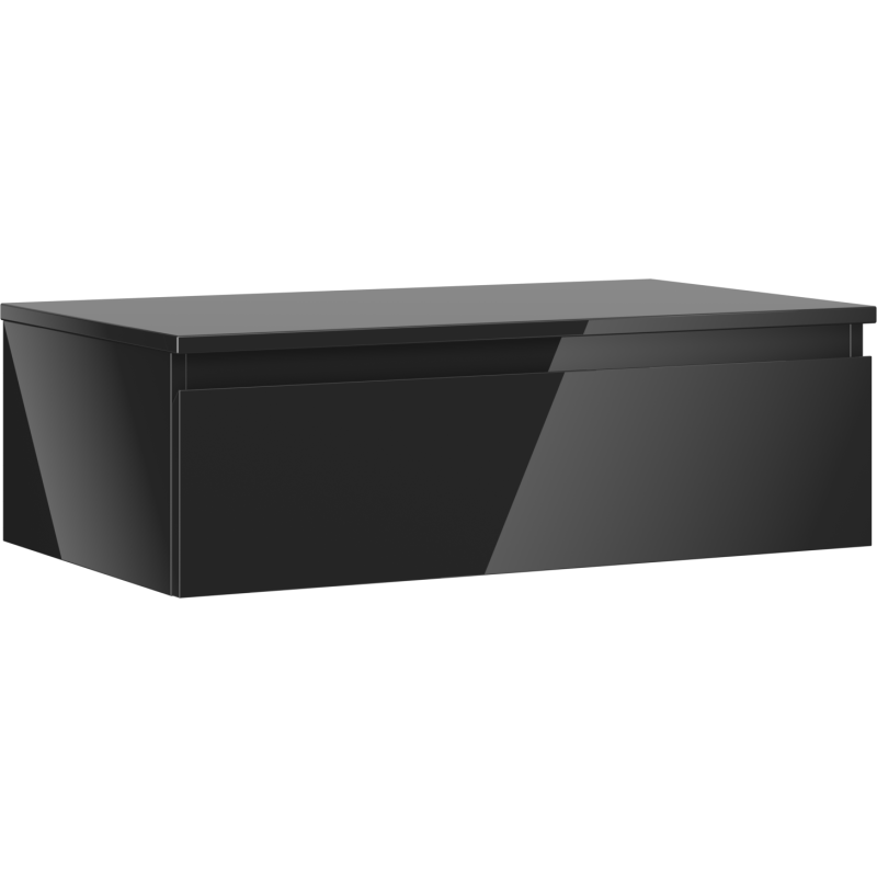 Mexen Orio 80 cm-es fürdőszobai szekrény mosdó alá, munkalappal, 1 fiók, fényes fekete - 91A10-08023-1-BFC70