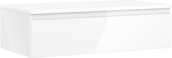 Mexen Orio fali alatti fürdőszobai szekrény 90 cm munkalappal, 1 fiók, fényes fehér - 91A10-09023-1-BFC00