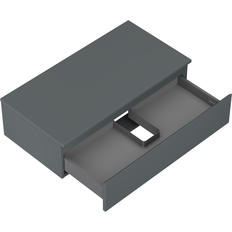 Mexen Orio fürdőszobai szekrény mosdókagyló alá, 90 cm-es munkalappal, 1 fiók, matt grafit - 91A10-09023-1-BFC66
