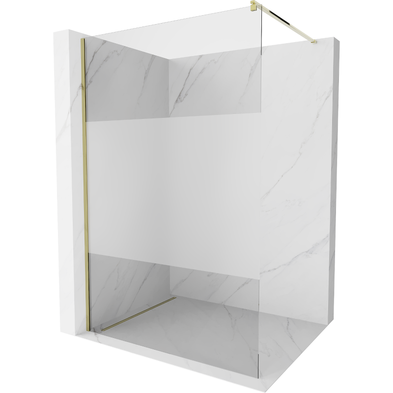 Mexen Kioto zuhanyfal Walk-in 90 x 200 cm, átlátszó/fagyott 8 mm, arany - 800-090-101-50-35