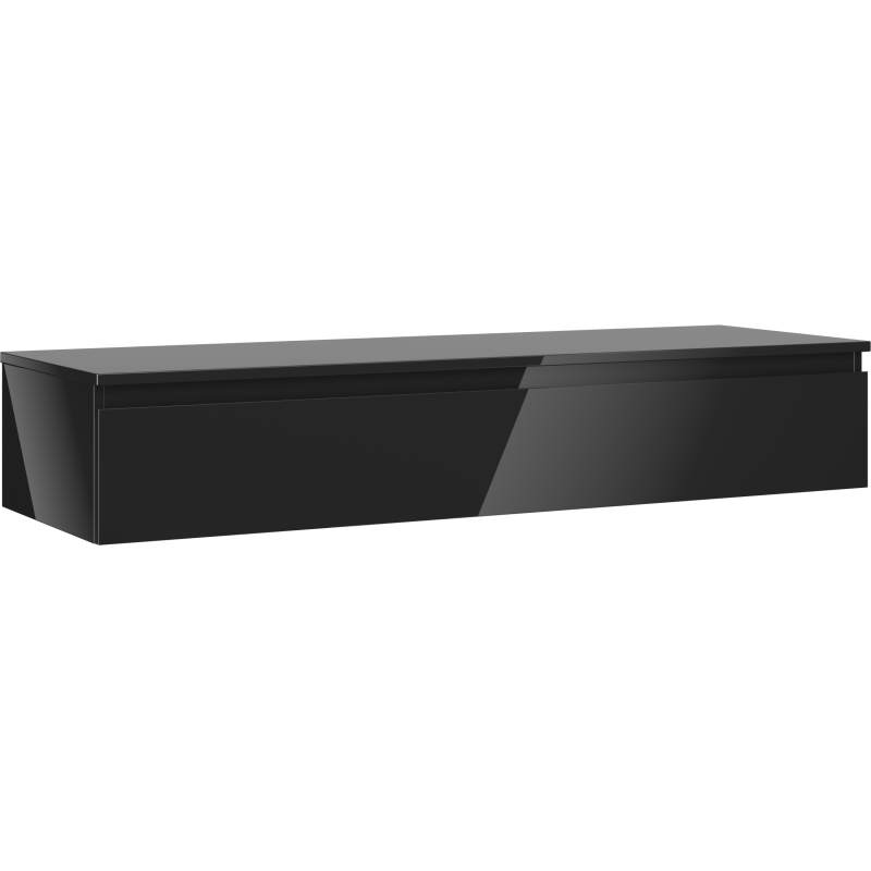 Mexen Orio dulap baie pentru lavoar 140 cm cu blat, 1 sertar, negru lucios - 91A10-14023-1-BFC70