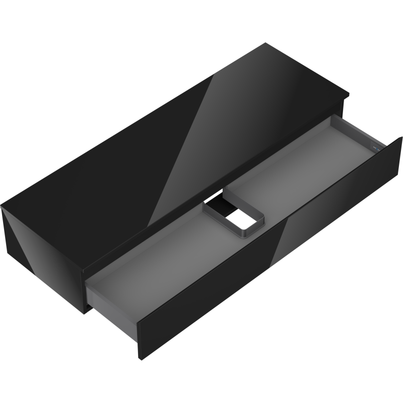 Mexen Orio dulap baie sub lavoar 140 cm cu blat, 1 sertar, negru lucios - 91A10-14023-1-BFC70