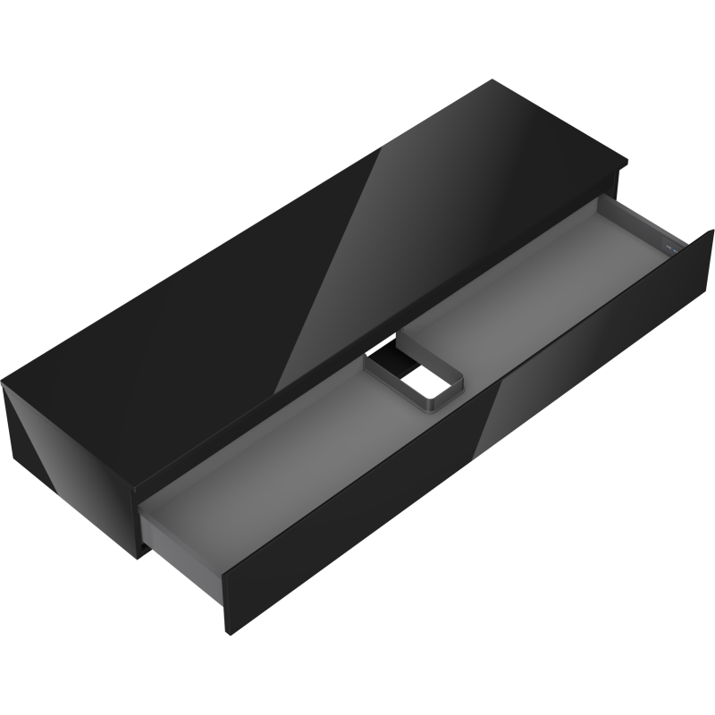 Mexen Orio dulap baie sub chiuvetă 160 cm cu blat, 1 sertar, negru lucios - 91A10-16023-1-BFC70