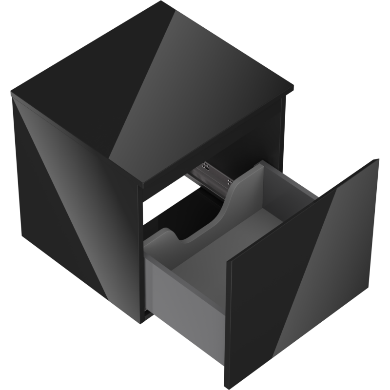 Mexen Orio dulap de baie sub lavoar 50 cm cu blat, 1 sertar, negru lucios - 91A10-05047-1-BFC70