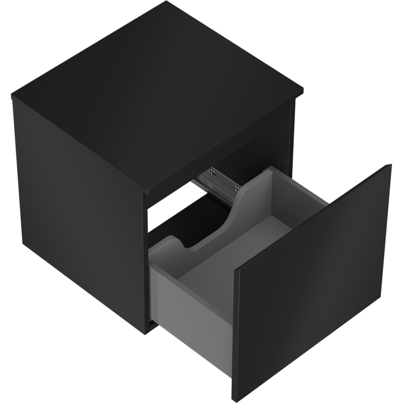 Mexen Orio fürdőszobai szekrény mosdó alatti 50 cm-es pulttal, 1 fiók, fekete matt - 91A10-05047-1-BFC71