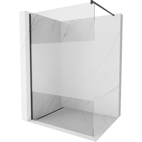 Mexen Kioto Walk-in zuhanyfal 100 x 200 cm, átlátszó/fagyott 8 mm, fekete - 800-100-101-70-35