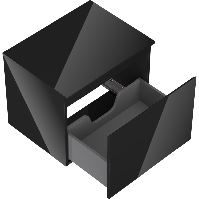 Mexen Orio dulap de baie sub lavoar 60 cm cu blat, 1 sertar, negru lucios - 91A10-06047-1-BFC70