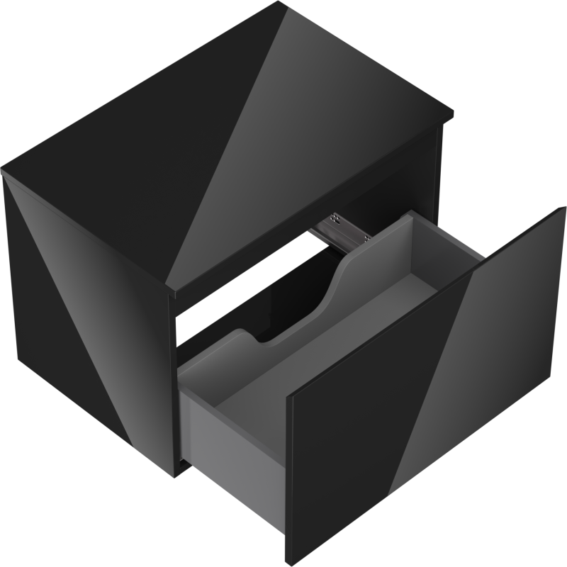 Mexen Orio dulap baie sub chiuvetă 70 cm cu blat, 1 sertar, negru lucios - 91A10-07047-1-BFC70