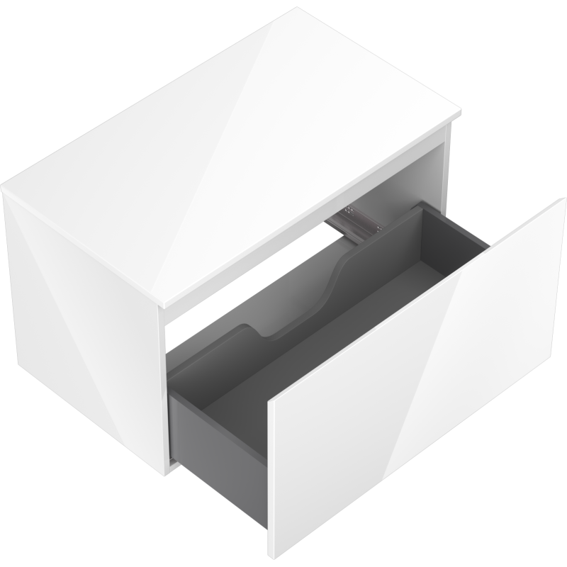 Mexen Orio fürdőszobai szekrény mosdókagyló alá, 80 cm pulttal, 1 fiókos, fényes fehér - 91A10-08047-1-BFC00