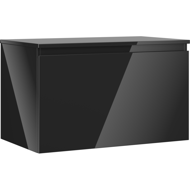 Dulap baie Mexen Orio sub chiuvetă, 80 cm cu blat, 1 sertar, negru lucios - 91A10-08047-1-BFC70