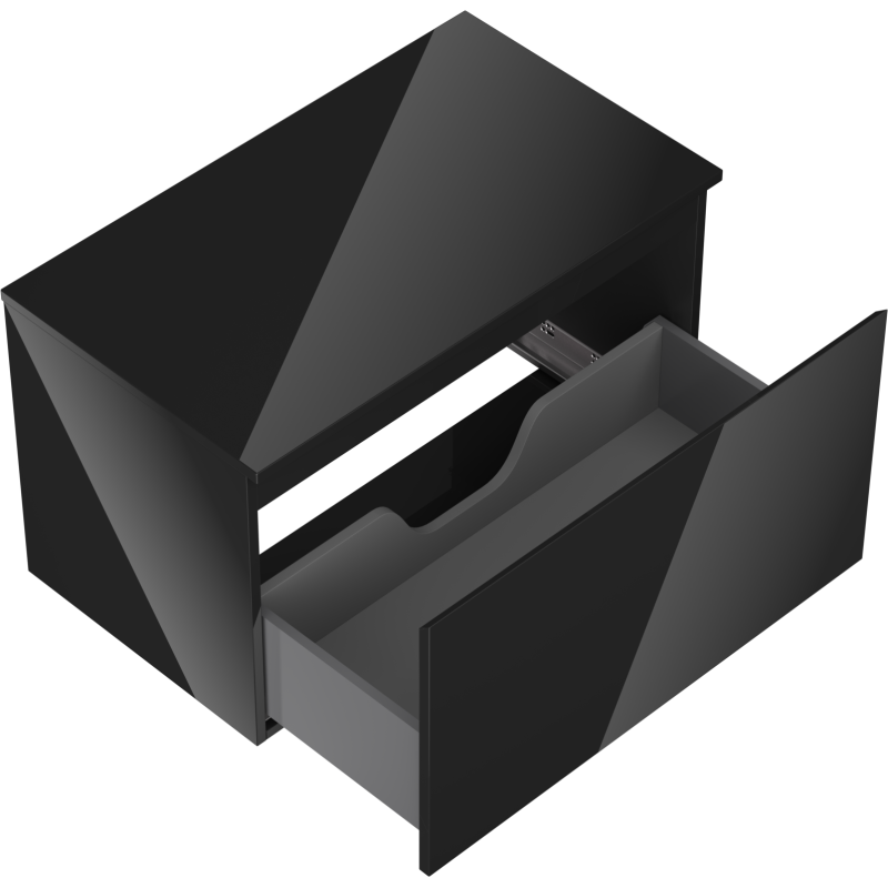 Mexen Orio 80 cm-es mosdó alatti fürdőszobai szekrény lappal, 1 fiók, fekete fényes - 91A10-08047-1-BFC70