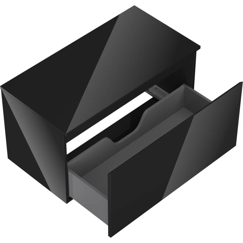 Mexen Orio fürdőszobai mosdószekrény 90 cm pulttal, 1 fiók, fekete fényes - 91A10-09047-1-BFC70