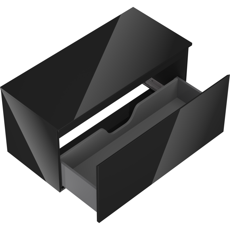 Mexen Orio dulap baie sub lavoar 100 cm cu blat, 1 sertar, negru lucios - 91A10-10047-1-BFC70