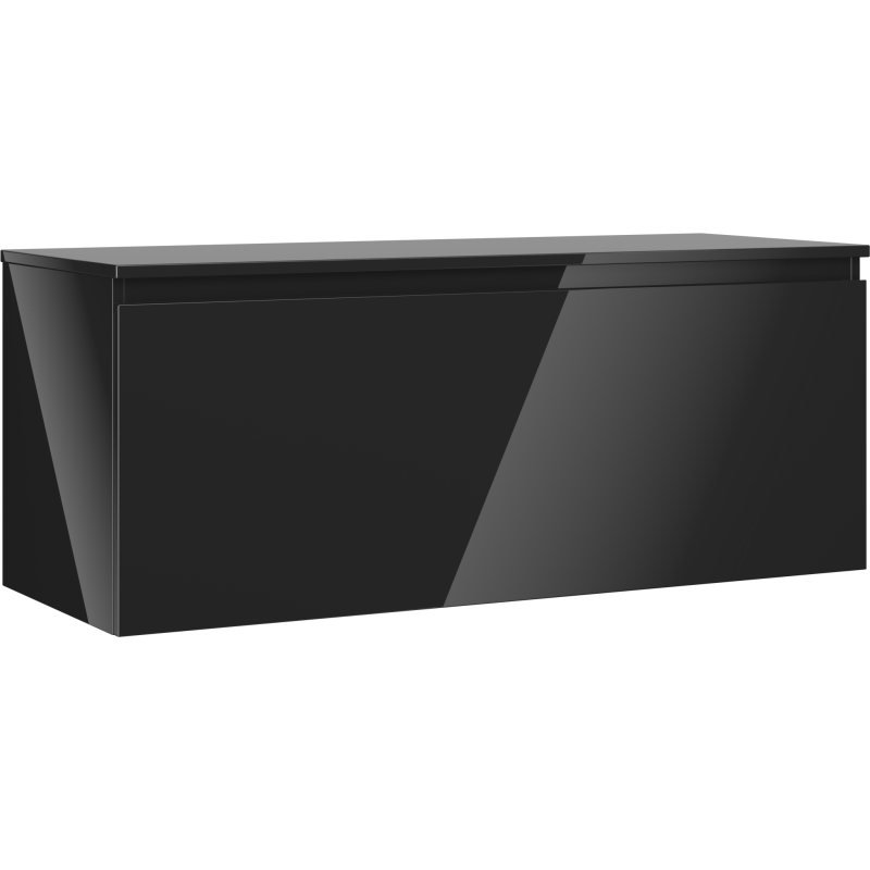 Mexen Orio dulap pentru baie sub lavoar de 120 cm cu blat, 1 sertar, negru lucios - 91A10-12047-1-BFC70