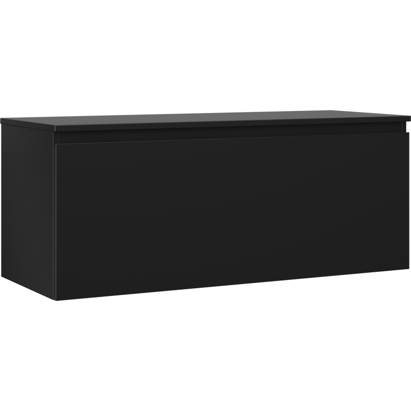 Mexen Orio 120 cm-es fürdőszobai szekrény mosdó alá pulttal, 1 fiók, fekete matt - 91A10-12047-1-BFC71
