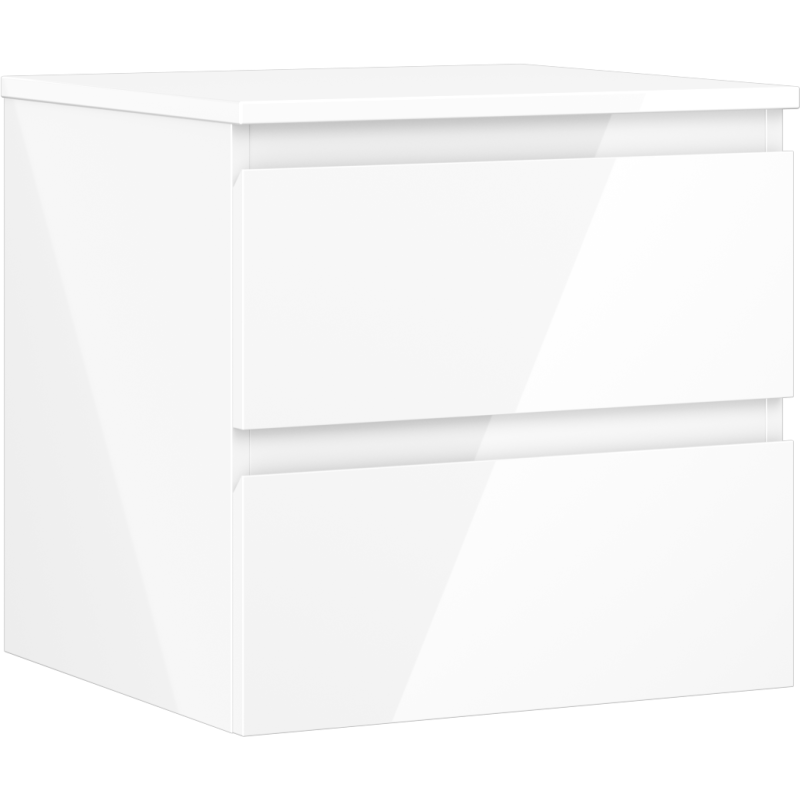 Mexen Orio fürdőszobai szekrény mosdóhoz 50 cm, munkalappal, 2 fiók, fehér fényes - 91A10-05047-2-BFFC00