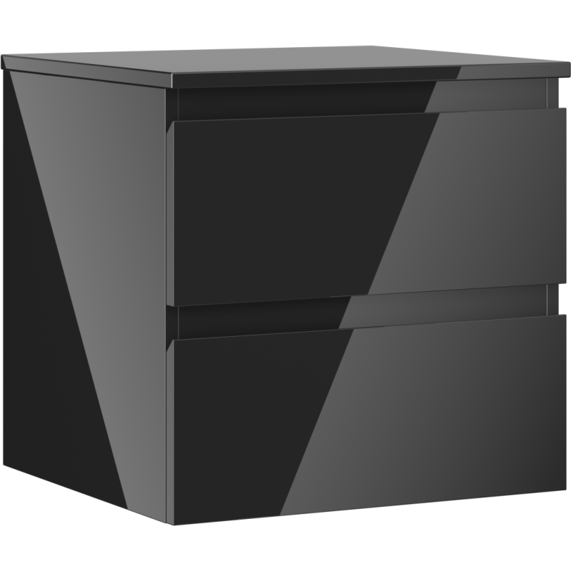 Mexen Orio dulap baie sub chiuvetă 50 cm cu blat, 2 sertare, negru lucios - 91A10-05047-2-BFFC70