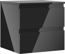 Mexen Orio dulap baie sub chiuvetă 50 cm cu blat, 2 sertare, negru lucios - 91A10-05047-2-BFFC70