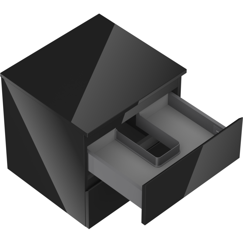Mexen Orio fürdőszobai mosdó alatti szekrény 50 cm, munkalappal, 2 fiókkal, fekete fényes - 91A10-05047-2-BFFC70