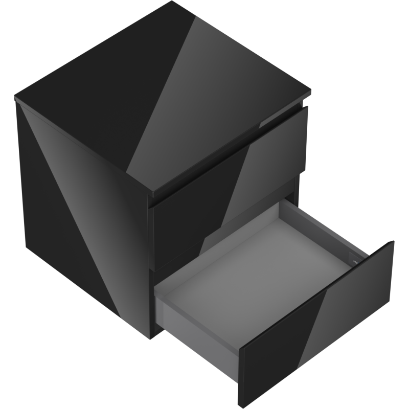 Mexen Orio fürdőszobai mosdó alatti szekrény 50 cm, munkalappal, 2 fiókkal, fekete fényes - 91A10-05047-2-BFFC70