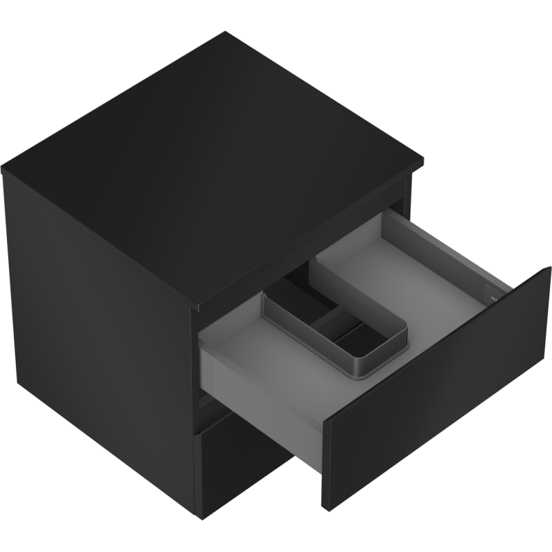 Mexen Orio fürdőszobai szekrény mosdótálca alá 50 cm munkalappal, 2 fiókos, fekete matt - 91A10-05047-2-BFFC71