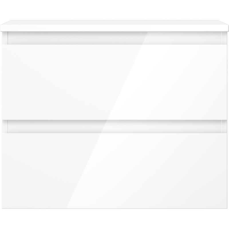 Mexen Orio fürdőszobai szekrény mosdó alá, 60 cm, lappal, 2 fiókos, fehér fényes - 91A10-06047-2-BFFC00