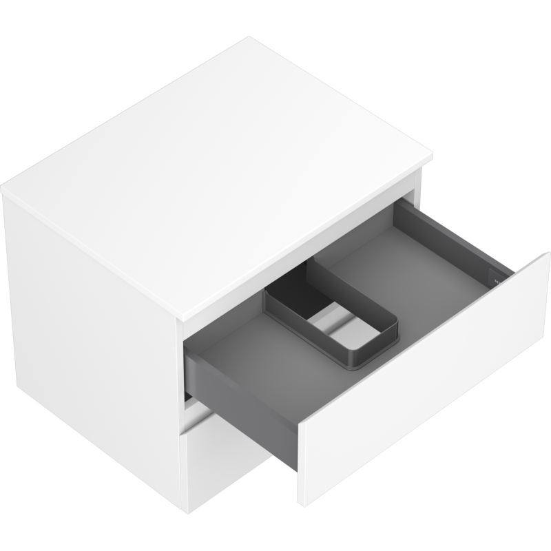 Mexen Orio fürdőszobai szekrény mosdó alá, 60 cm, munkalappal, 2 fiókos, matt fehér - 91A10-06047-2-BFFC01