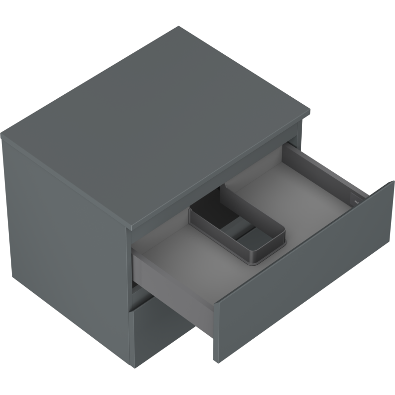 Mexen Orio fürdőszobai szekrény mosdó alá 60 cm munkalappal, 2 fiók, grafit matt - 91A10-06047-2-BFFC66