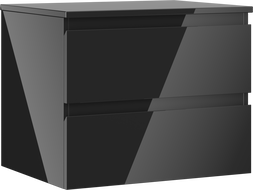 Mexen Orio fürdőszobai mosdószekrény 60 cm munkalappal, 2 fiók, fekete fényes - 91A10-06047-2-BFFC70