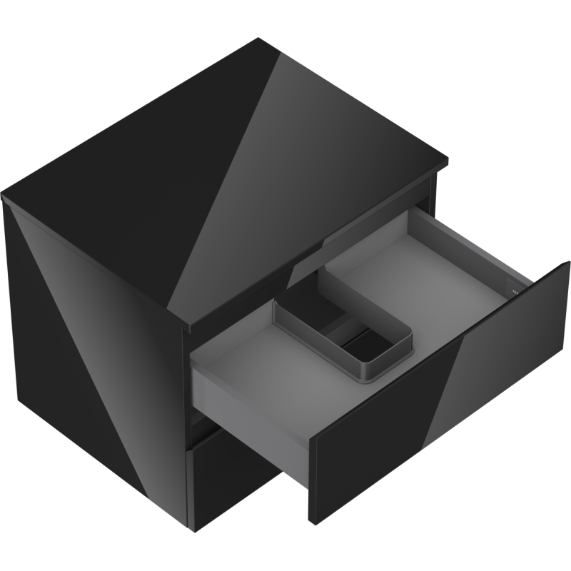 Mexen Orio fürdőszobai mosdószekrény 60 cm munkalappal, 2 fiók, fekete fényes - 91A10-06047-2-BFFC70